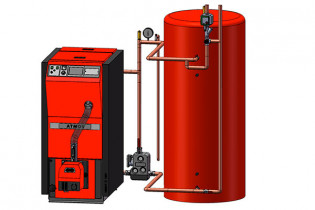 Zapojení kotle DxxPX  s vyrovnávací nádrží