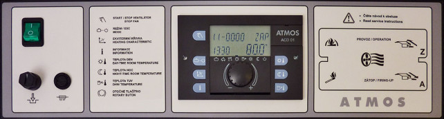 Ovládací panel kotle se ekvitermní regulací ATMOS ACD 01